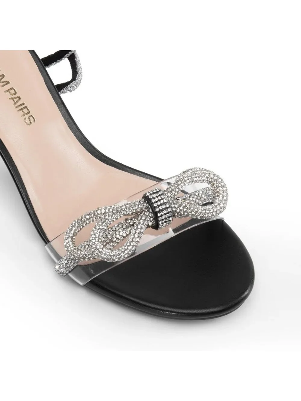 Dream Pairs Women's Black Open Toe Rhinestone Double Bow Chunky Sandals